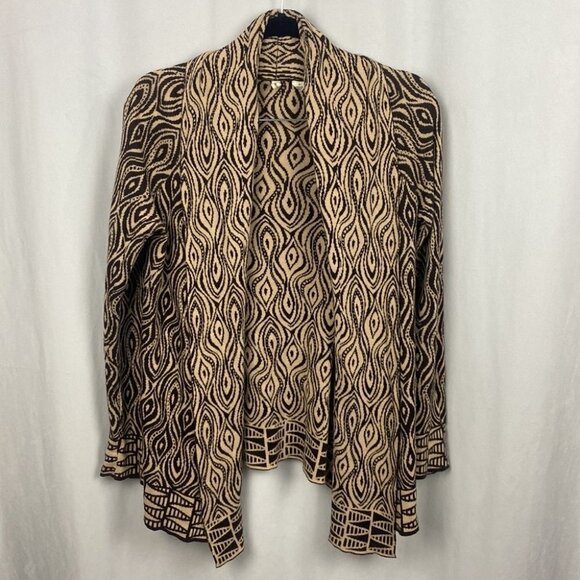 Anthropologie Moth The Eyes Have It Open Abstract Cardigan - Brown - Size Small - Picture 2 of 10